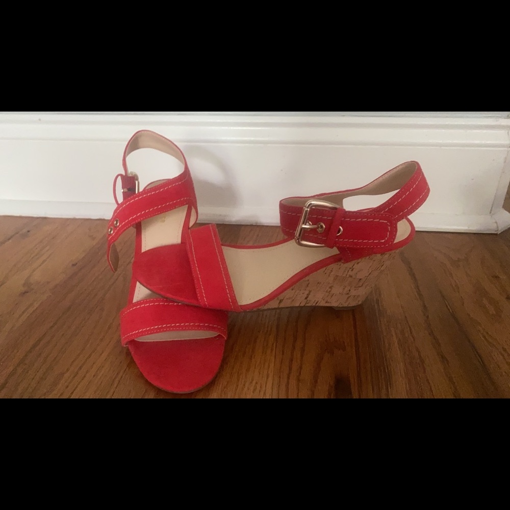 Red wedge sandals 6.5